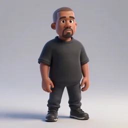 3 d model of kanye west, in the style of pixar animation, octane render, ultra detailed, 3 d character model