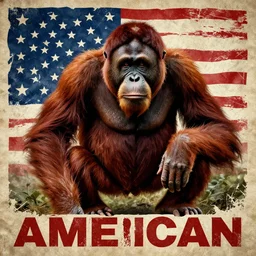 orangutan american poster, patriotic, gritty, detailed