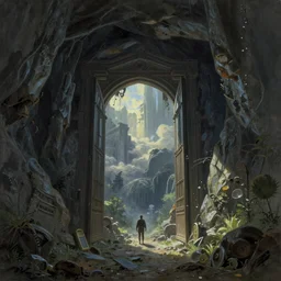 A huge abyss gate, in the style of Durand and greg rutkowski and thomas kinkade, beautiful, suspense, cinematic, detailed, epic, trending on artstation
