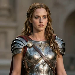 jodie foster as an amazon warrior, tall and beautiful with brown skin and long hair, dressed in hellenistic body armor, intricate, elegant, highly detailed, smooth, sharp focus, detailed face, art by ardian syaf