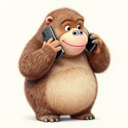 the heffalump talking on a cell phone, heffalump with smartphone, detailed, color pencil art, drawing, trending on artstation