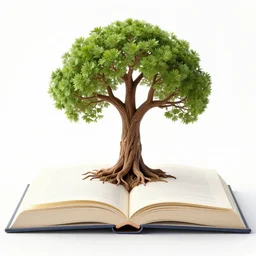 tree of life growing out of a book, on top of a hill, twisted trunk, extremely detailed, masterpiece, deviantart, by aleksi briclot and john avon