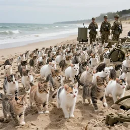 army of 15000 kittens storming the beaches of normandy