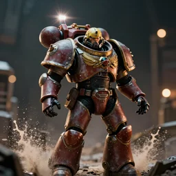 Barry Chuckle as a Chaos Space Marine, splash art, movie still, cinematic lighting, dramatic, octane render, long lens, shallow depth of field, bokeh, anamorphic lens flare, 8k, hyper detailed, 35mm film grain