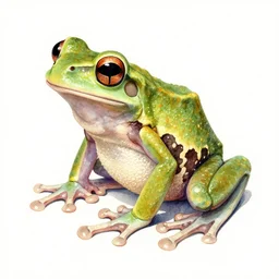 a fantastic watercolor painting of a vibrant and highly poisonous tree frog by moebius