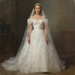a painting of alicia vikander or millie bobby brown in a wedding dress, highly detailed, artstation, concept art, by john jude palencar