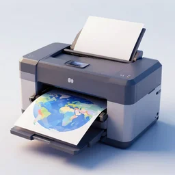 a large printer printing a colorful world, low poly, on clear background, 3 d render, amazing detail, concept art, ray tracing, smooth, sharp focus, ethereal lighting