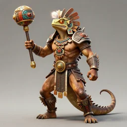 tribal lizardman warrior concept, wielding aztec club, beksinski