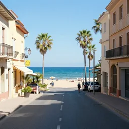 summer street near a beach, by Ed Mell