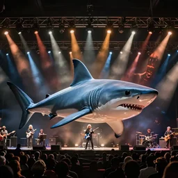 a widescreen photo of a shark concert in hell by steve mccurry