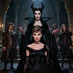 a mix of of lily cole, anya taylor - joy and audry hepburn, evil sorceress, dark magic, evil, 1 8 th century manor, hyperrealism photorealism, 8 k, hdr, unreal engine 5, octane render, photorealistic, extremely detailed, intricate, in the style of mark ryden, lostfish, earl nore, hyung tae, frank frazetta