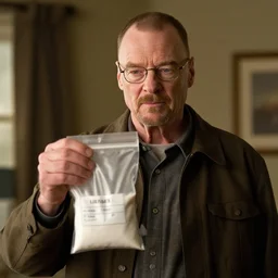 walter white holding a baggie of meth