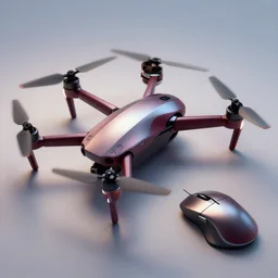 concept art for a quadcopter drone, maroon accents, metallic reflections, gorgeous soft lighting, star citizen, trending on artstation, smooth, origin jumpworks, dji top down view, computer mouse