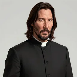Portraift of Keanu Reeves as a priest, digital art, artstation, detailed, high quality