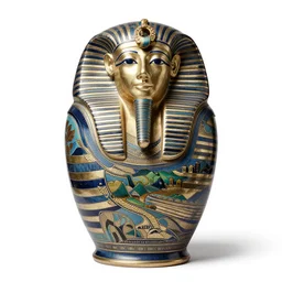 neon canopic jar, commercial catalog photo, isolated on a pure white background, centered, entire object in frame, sharp focus, soft studio lighting