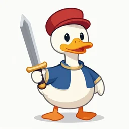 upbeat vector portrait of a dictator duck holding a sword, flat art, award winning art, nft - style art, cartoon, detailed