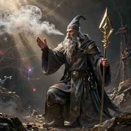 a hyperrealistic illustration of a d & d wizard casting the spell stinking - cloud, 8 k ultra realistic creature, detailed intricate, with fractal sunlight, award - winning, masterpiece, in the style of tom bagshaw, cedric peyravernay, peter mohrbacher