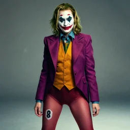 an intricate photograph of margot robbie as the joker with stockings, 8 k, by greg rutkowski, artgerm, global illumination