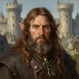 a super detailed illustration portrait painting of a dwarf shaman with brown hair, castle setting, d & d rpg portrait, hires headshot, 4 k, symmetrical, centered, art by tim hildebrandt and frank frazetta and gerald brom