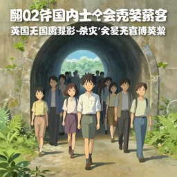 a group of people walking through a tunnel, a storybook illustration by makoto shinkai, cg society contest winner, pop surrealism, storybook illustration, 2 d game art, diorama