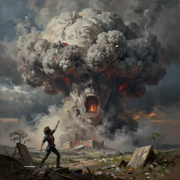 screaming bob ross painting armageddon