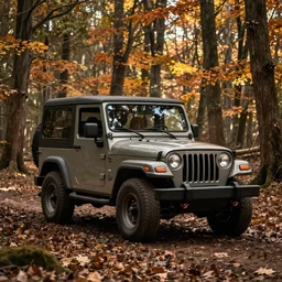 jeep in an autumn forest