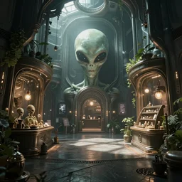 alien shop, futuristic