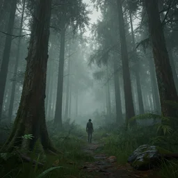 forest, unreal engine, 4k, misty, rain