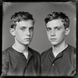 conjoined siamese twins, old vintage photography, damaged photo, daguerreotype, ambrotype, black and white, archive, film artifacts, scratches, tears, hyperrealistic, ultra detailed