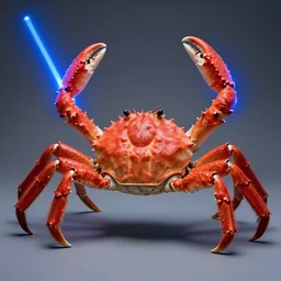 photo of a crab with light saber arms