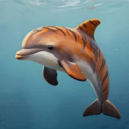 a fuzzy dolphin with tiger stripes, matte fantasy painting,