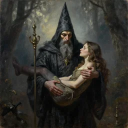 wizard's mercy, oil on canvas, high detail, cinematic, master piece, surrealism