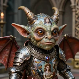 medieval giger closeup face portrait of a tin toy goblin moth dragon wearing armour and young girl marriage portrait, nicoletta ceccoli, mark ryden, lostfish, hyung tae, frank frazetta, depth of field, detailed and intricate gothic environment, 8 k resolution, hyperrealistic, octane render
