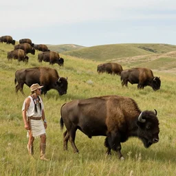cheyenne tribal men hunt for bison on hills of south dakota by mary jane ansell