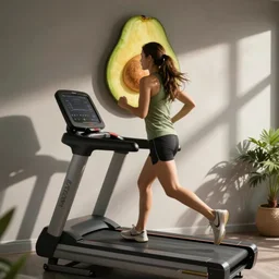 nickocado avocado struggling to run on a treadmill