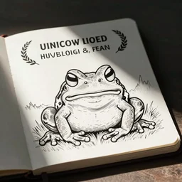 angry frog, field journal line art