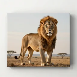 a full body shot, detailed photograph of a lion in a distance landscape, photorealism ultradetailed digital art, irina french, heraldo ortega, mandy jurgens, golden ratio, art canvas, award winning, masterpiece trending on artstation 8 k 1 5 0 mpx, hasselblade wide shot