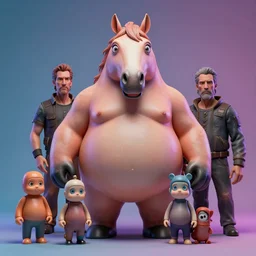 hyperrealistic rendering, fat smooth cronenberg flesh monster horse by donato giancola and greg rutkowski and wayne barlow and zdzisław beksinski, eyeballs, product photography, action figure, sofubi, studio lighting, colored gels, colored background