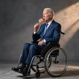 joe biden in a wheelchair licking lollypop