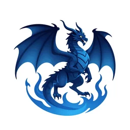 dark dragon with blue flames, silky texture, gradient, vector illustration, logo, aesthetic, 4 k, hd