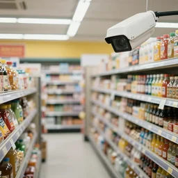 a cctv camera photo of grocery store