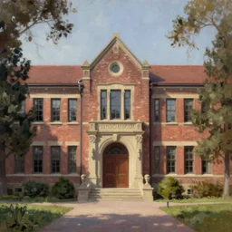 university, cinematic lighting, detailed oil painting, hyperrealistic, 8k
