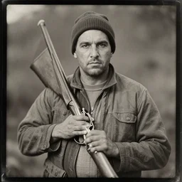 tintype photo of hunters with a alien