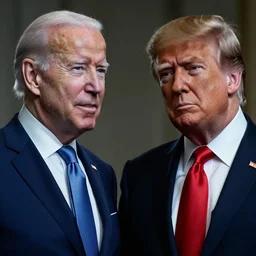 joe biden in the terminator shooting terminator donald trump, cinematic, two characters, highly detailed, photorealistic, cinematic lighting, James Cameron