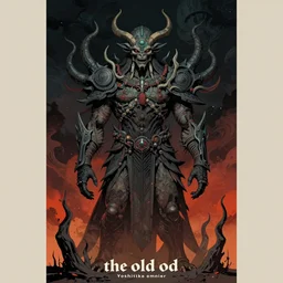 simple concept art of, ‘ the old god ’. an award winning yoshitaka amano digital art poster, by james gurney and gerhard richter. art by takato yamamoto. masterpiece, deep colours.