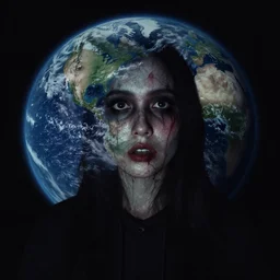 last selfie on earth, dark colors horror style