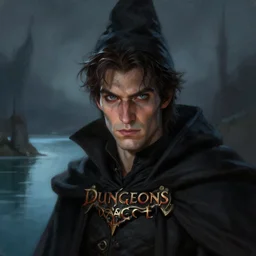 dungeons and dragons a young dark wizard character closeup portrait, dramatic light, lake background, 2 0 0 mm focal length, painted by stanley lau, painted by greg rutkowski, painted by stanley artgerm, digital art, trending on artstation
