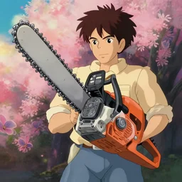 a wholesome animation key shot of chainsaw - man, medium shot, studio ghibli, pixar and disney animation, sharp, rendered in unreal engine 5, anime key art by greg rutkowski, bloom, dramatic lighting