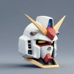 gundam head, v - fin, octane render, soft light, mekka, behance, vector, highly detailed illustration, realistic, hello kitty design, artstation. com, by greg rutkowski,