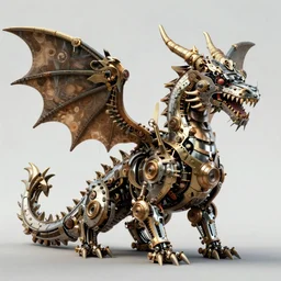 A dragon made of machine parts, steampunk, ultra detailed, 4k, by Greg Rutkowski